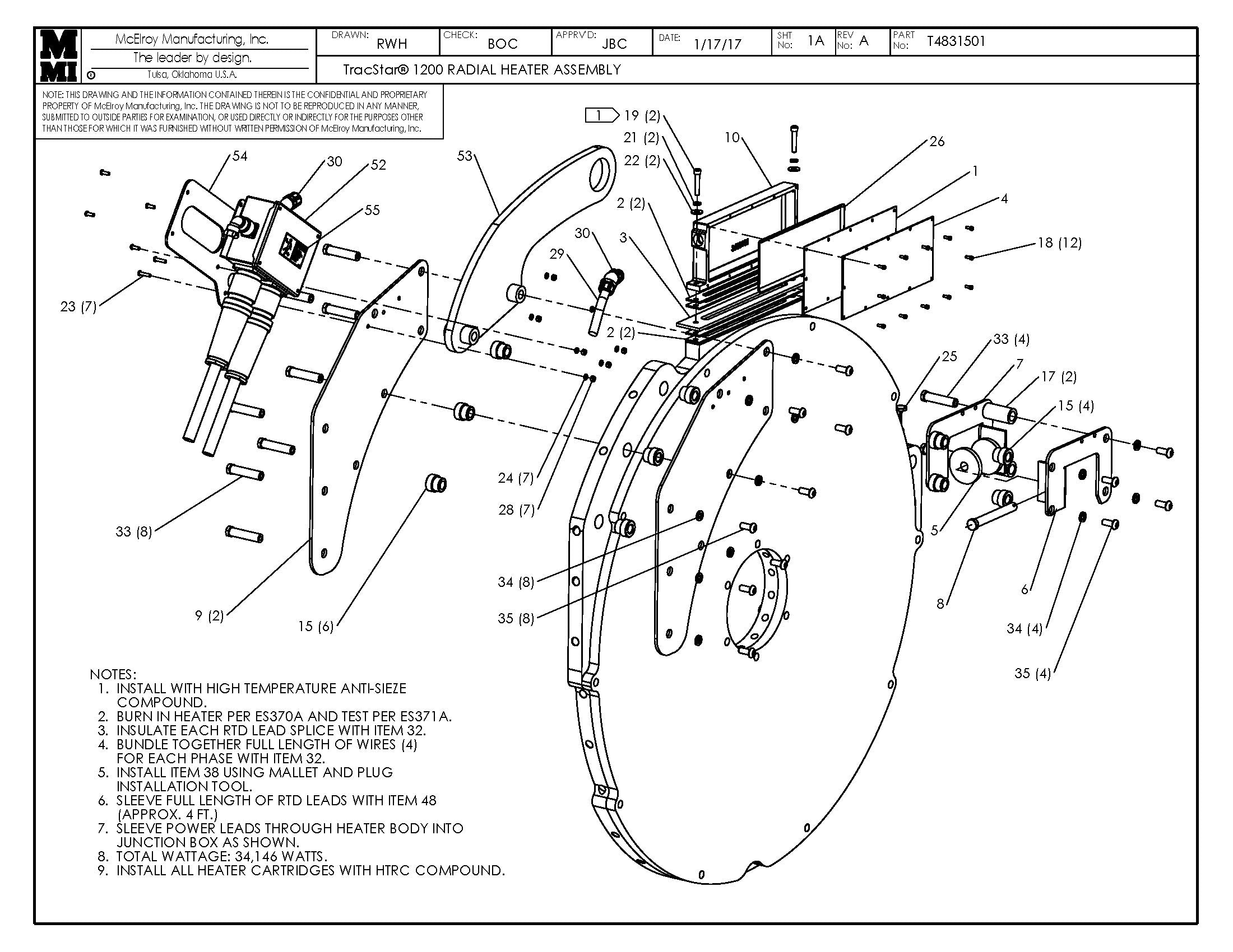 McElroy Part T4831501 - T1200 RADIAL HEATER ASSY for sale