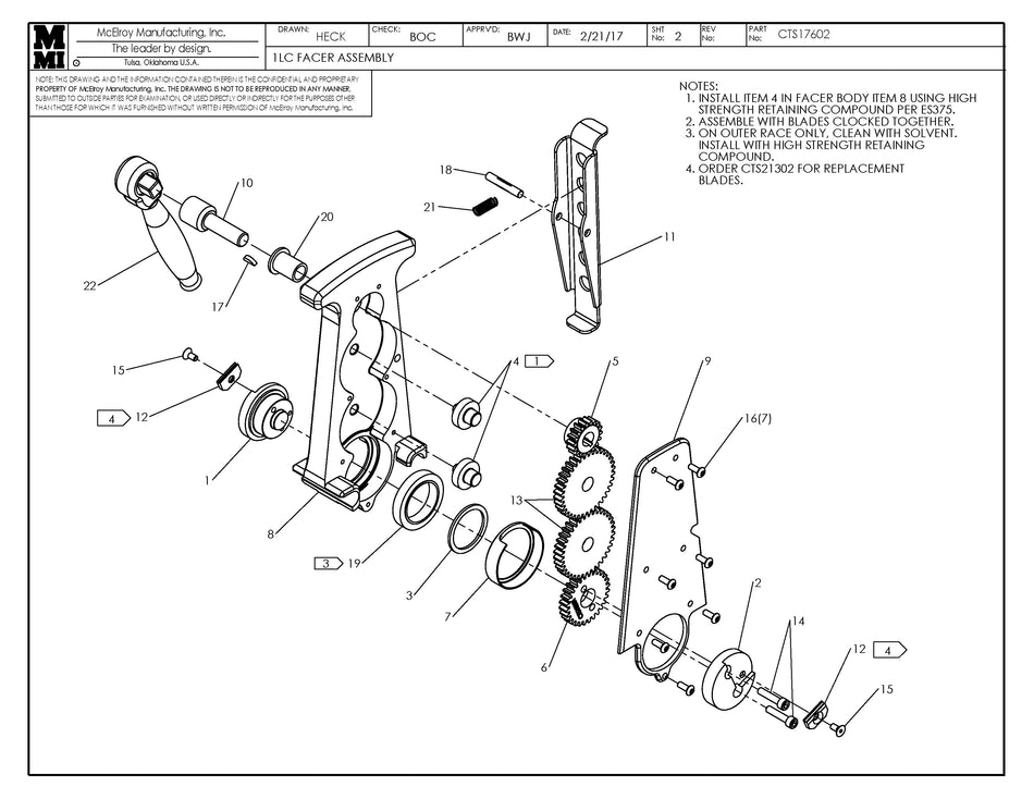 CTS17602 - 1Lc Facer Assembly