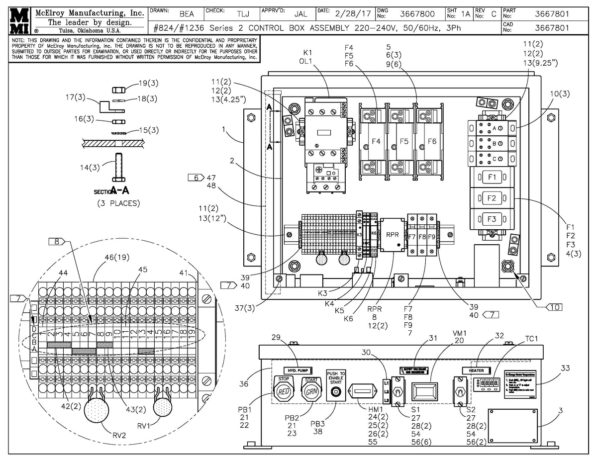 McElroy Part 3667801 - 24/36 S2 240V CONTROL BOX ASSY for sale