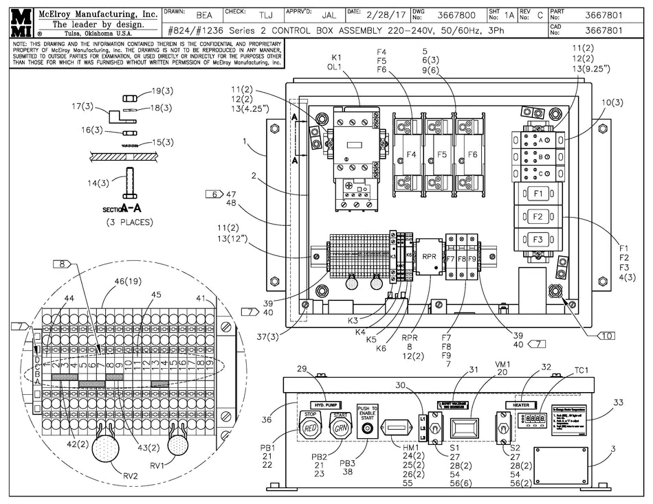 McElroy Part 3667801 - 24/36 S2 240V CONTROL BOX ASSY for sale