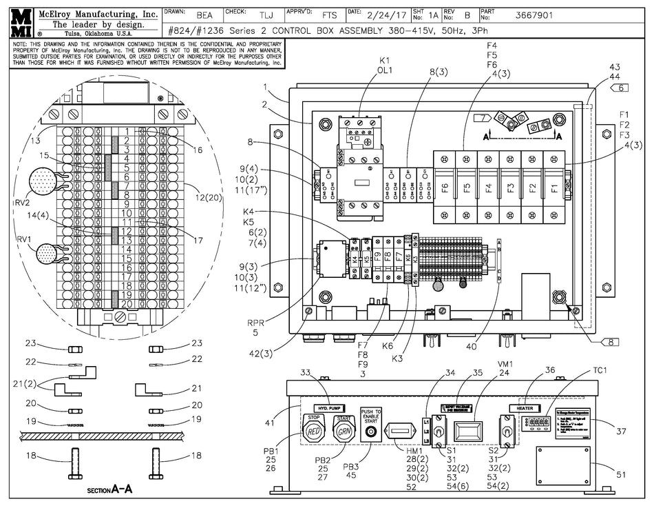 McElroy Part 3667901 - 24/36 S2 415V CONTROL BOX ASSY for sale