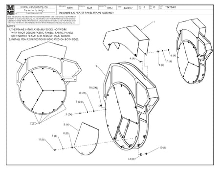 T2422601 - T630 Heater Panel Frame Assembly
