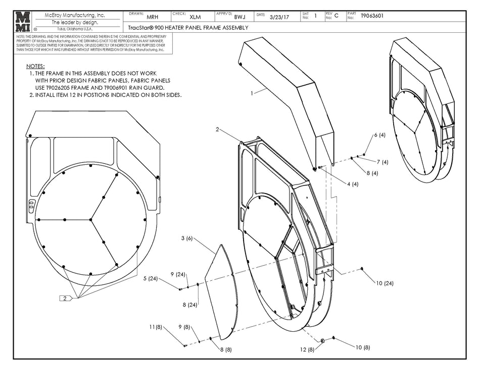 T9063601 - T900 Heater Panel Frame Assembly