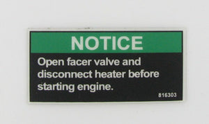 McElroy Part 816303 - ENGINE PRESTART NOTICE LABEL for sale