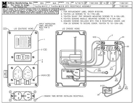 T1821301 - Gfci Recpt Assembly-Markon&Linz Gen