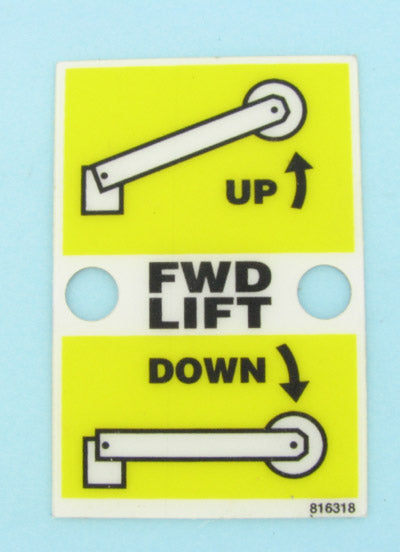 McElroy Part 816318 - FWD LIFT LABEL for sale