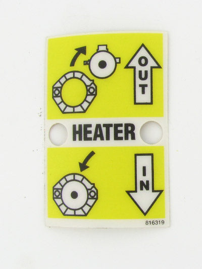 McElroy Part 816319 - HTR IN/OUT LABEL for sale