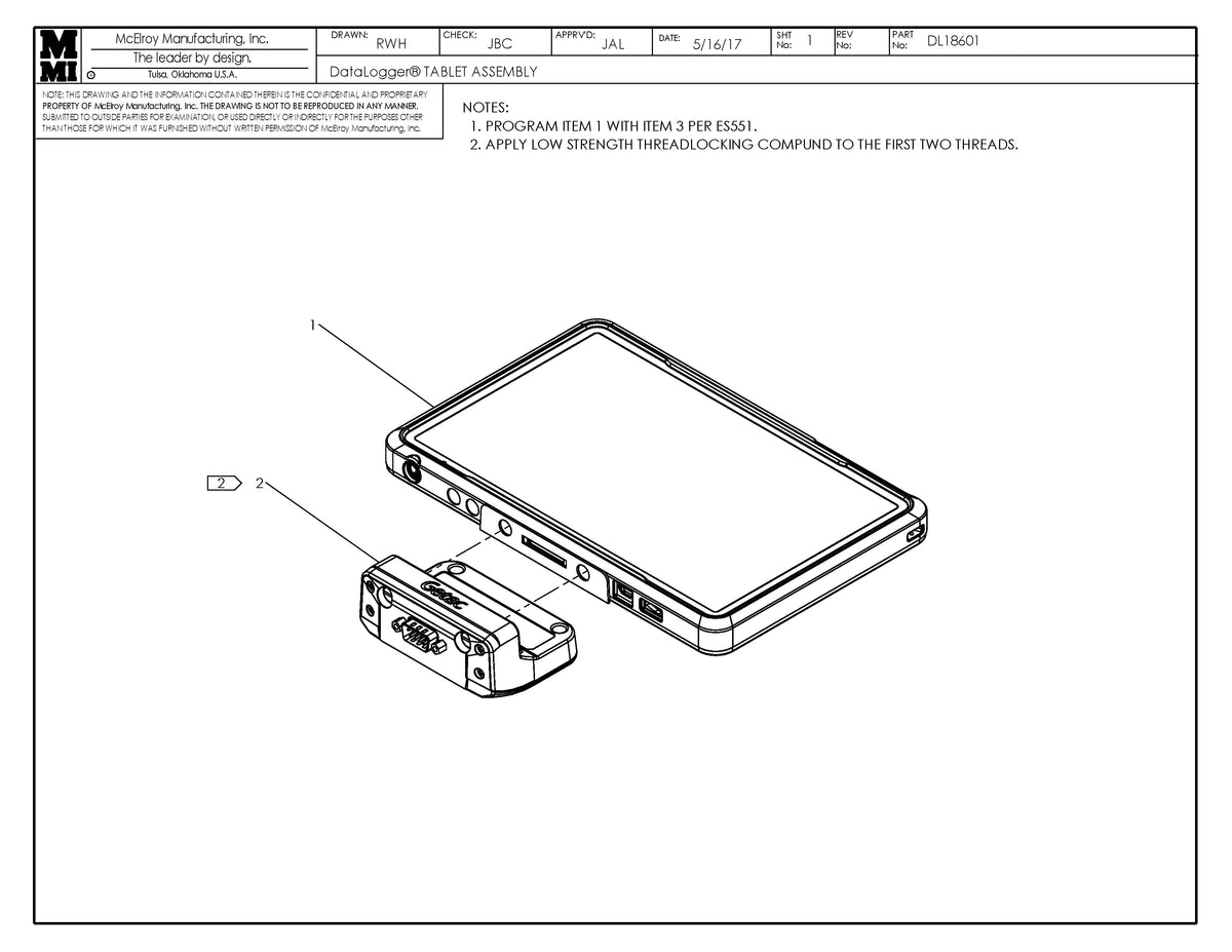 DL18601 - Dl Tablet Assembly