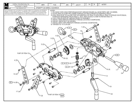 McElroy Part 467501 - SPIDER 125 S2 GEARBOX for sale