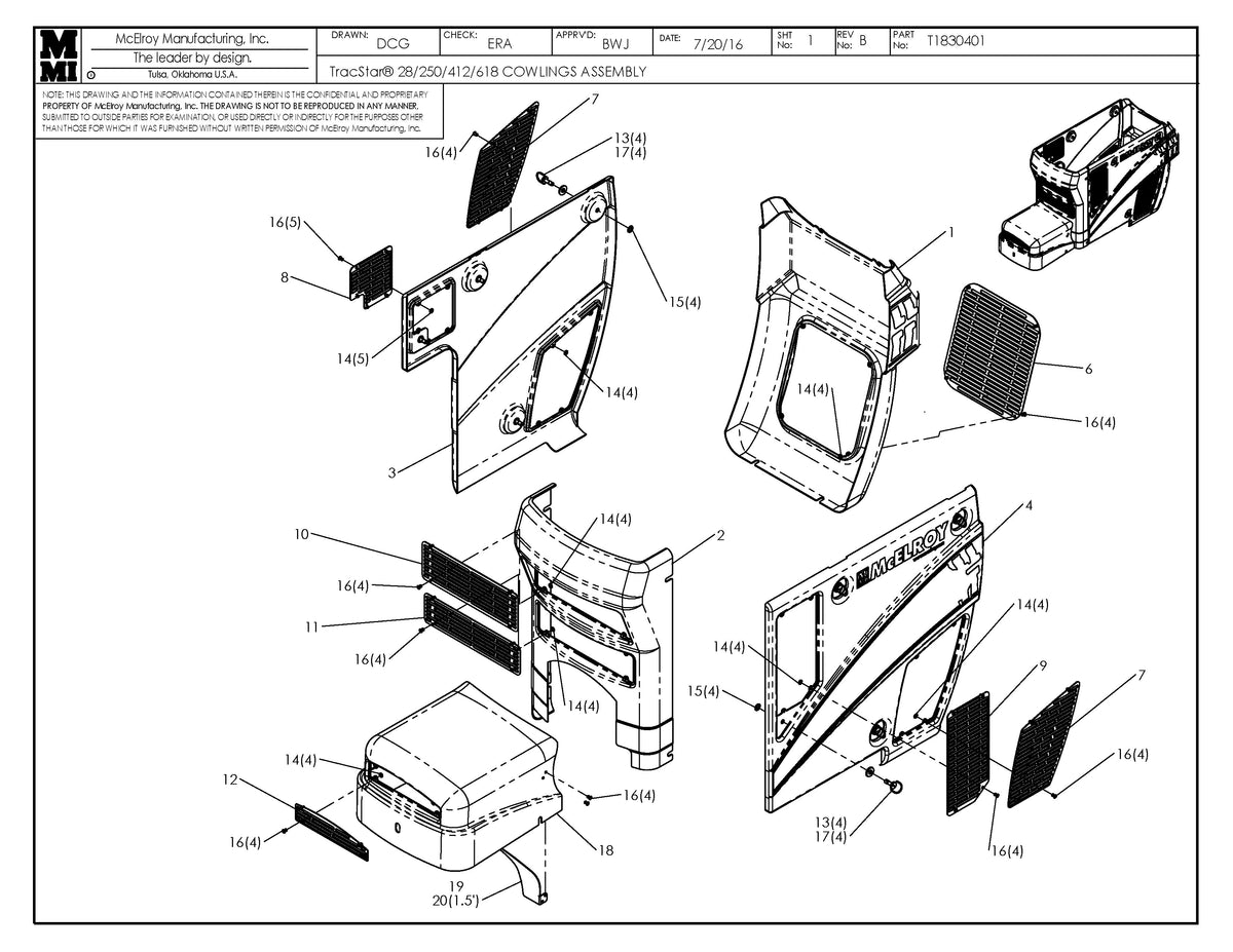 T1830401 - T28/250/412/618 S2 Cowling Assembly