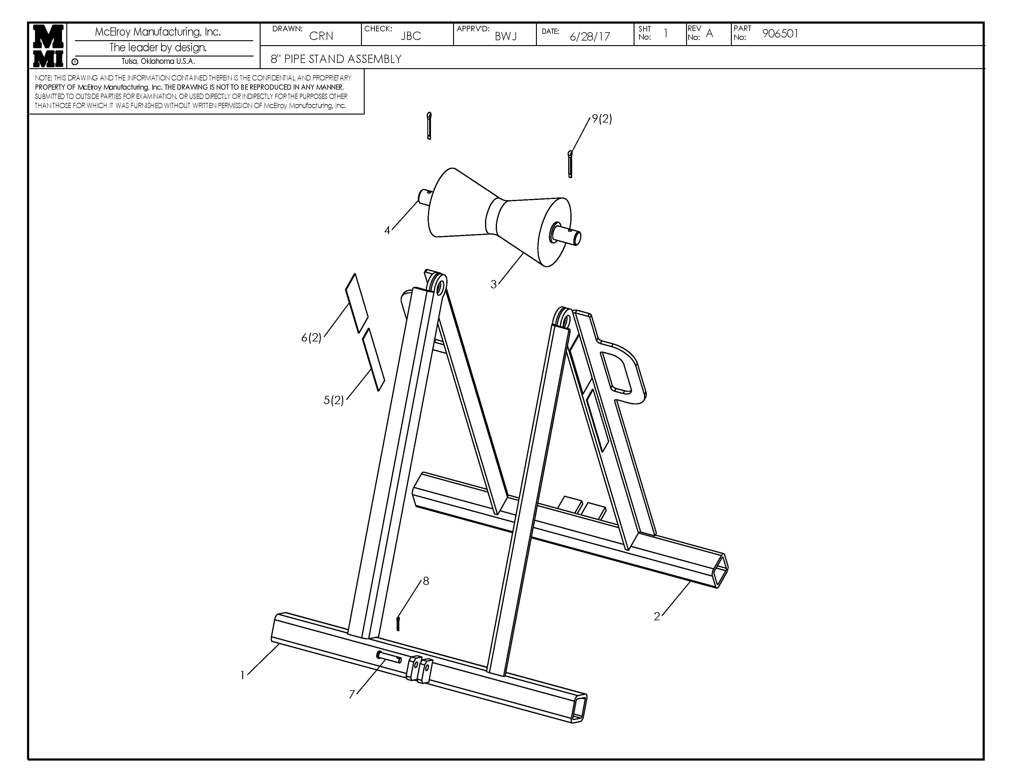 McElroy Part 906501 - 8 PIPE STAND ASSY for sale