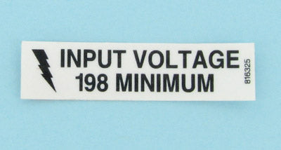 McElroy Part 816325 - 198 MIN INPUT VOLTAGE LABEL for sale