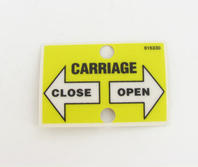 McElroy Part 816330 - CARRIAGE OPEN/CLOSE LABEL;SP for sale