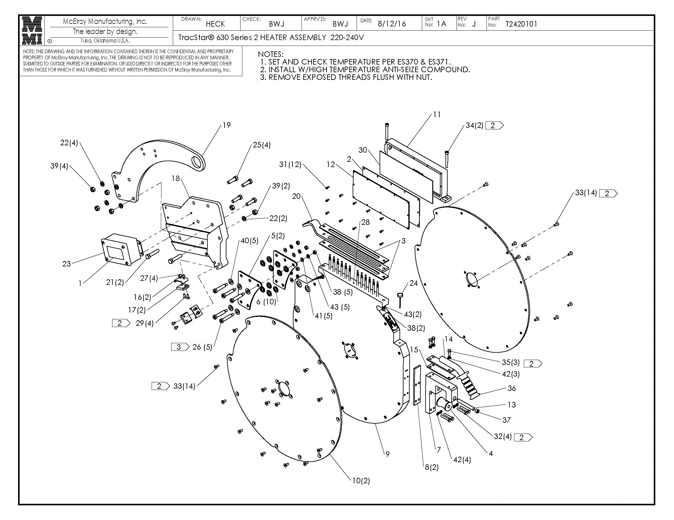 T2420101 - T630 S2 220-240V Heater Assembly