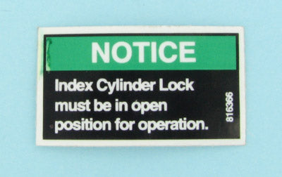 McElroy Part 816366 - INDEX CYL LOCK NOTICE LABEL for sale