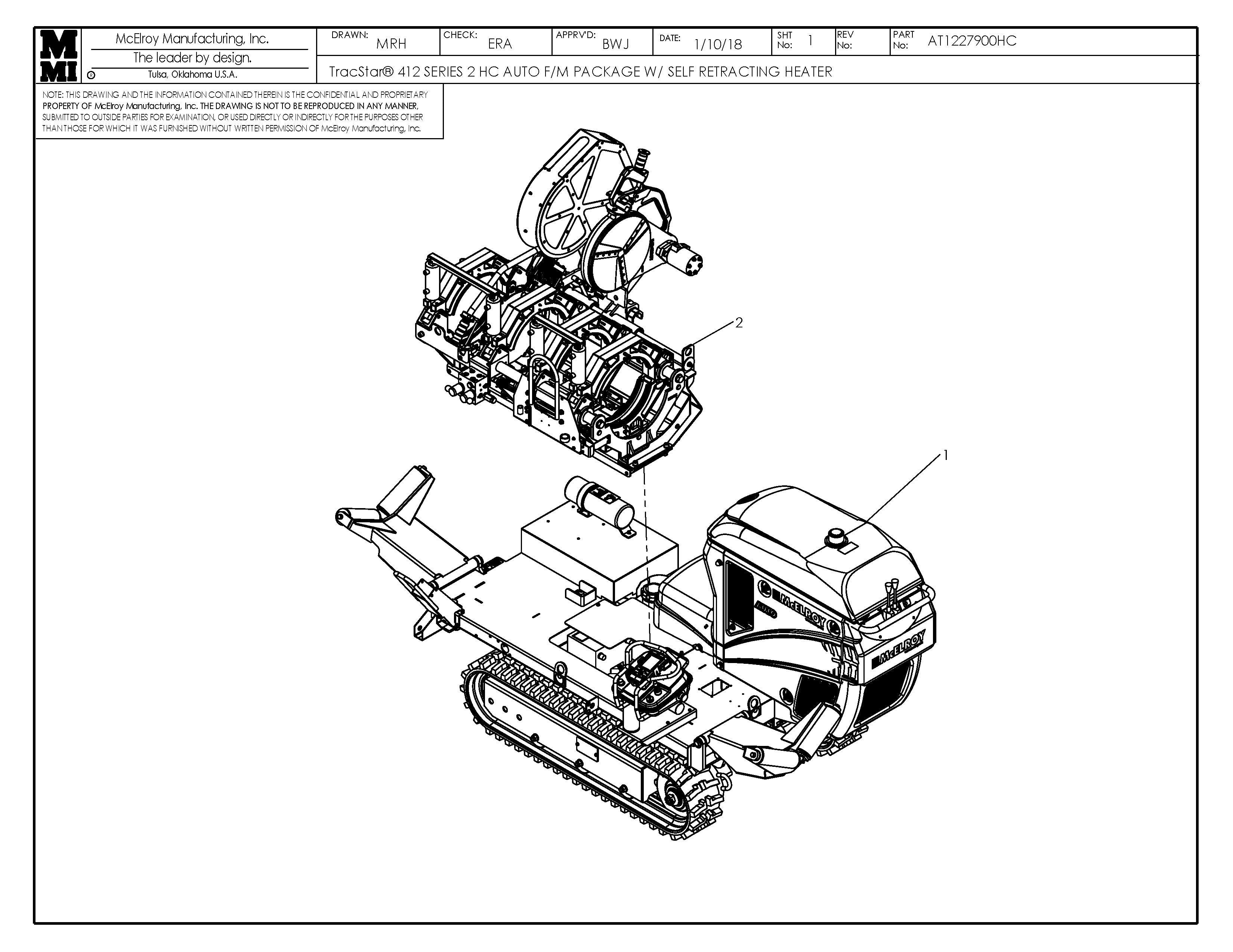 McElroy Part AT1227901HC - T412S2 HC AUTO F/M PKGW/SR HTR For Sale