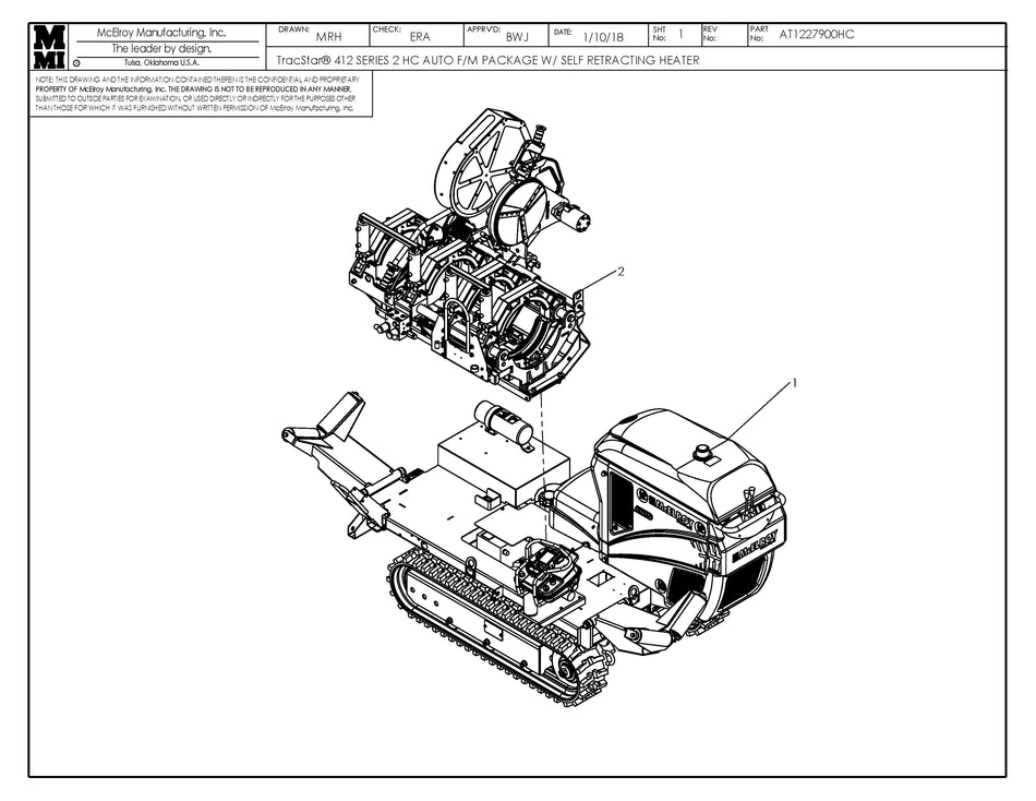 McElroy Part AT1227901HC - T412S2 HC AUTO F/M PKGW/SR HTR For Sale