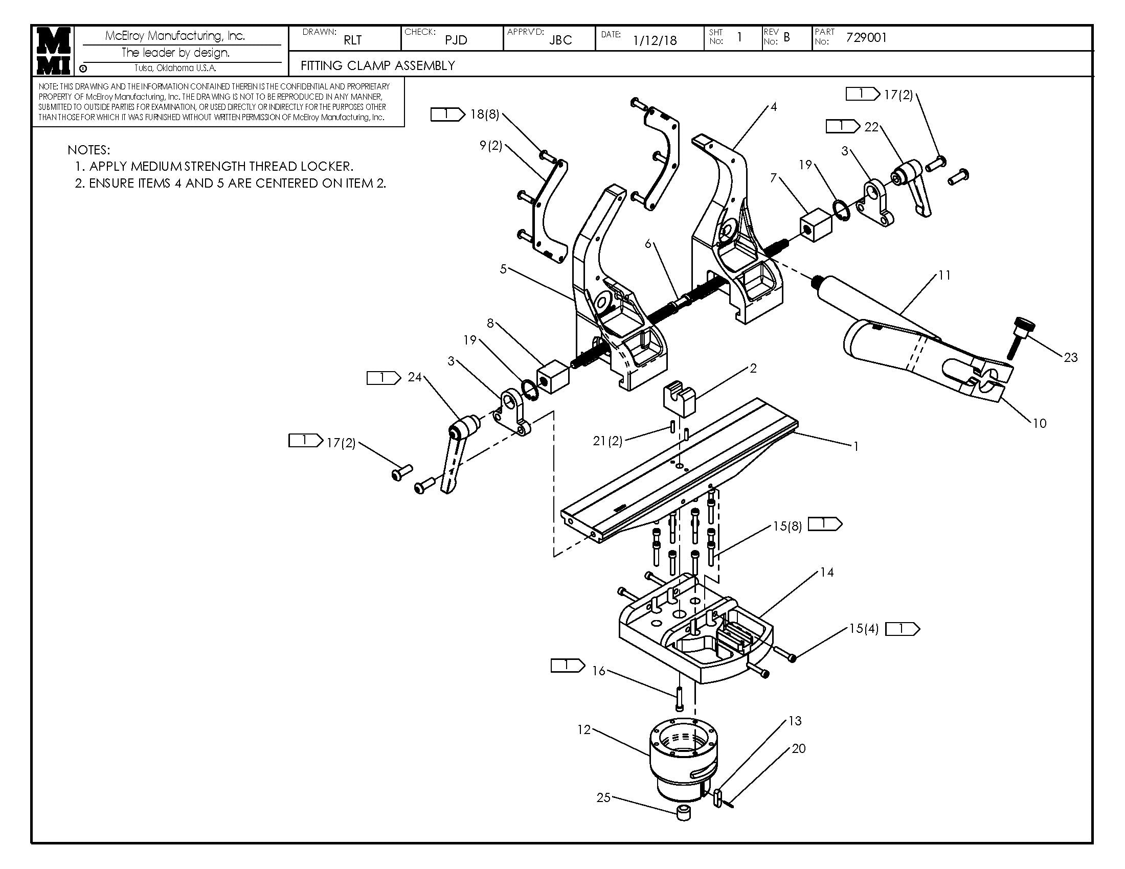 McElroy Part 729001 - FITTING CLAMP ASSY for sale