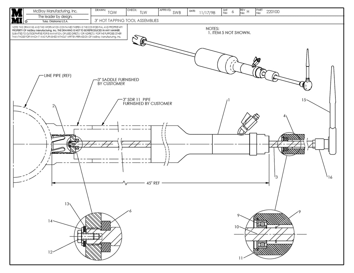 McElroy Part 220107 - 3IPS HD 3408/4710 HTT ASSY for sale