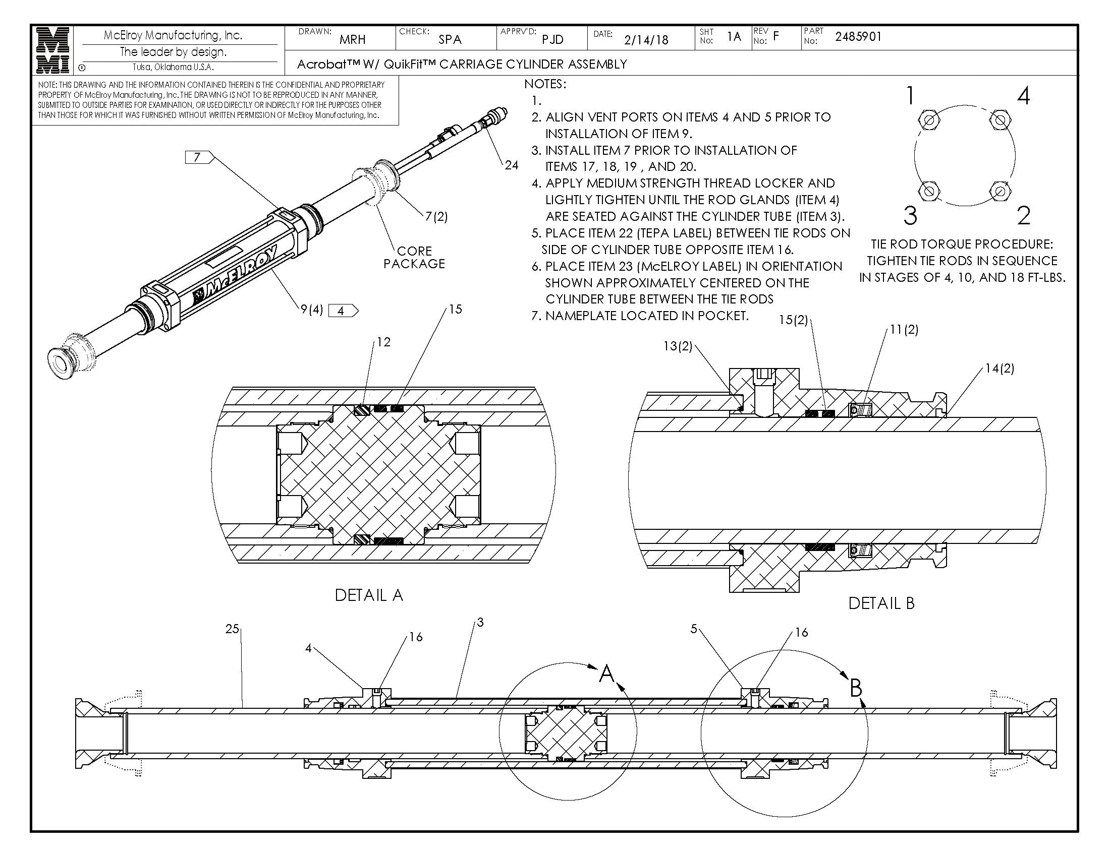 McElroy Part 2485901 - ACROBAT W/QF CRG CYL ASSY for sale