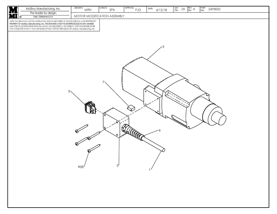 McElroy Part 2493002 - MOTOR MOD ASSY for sale