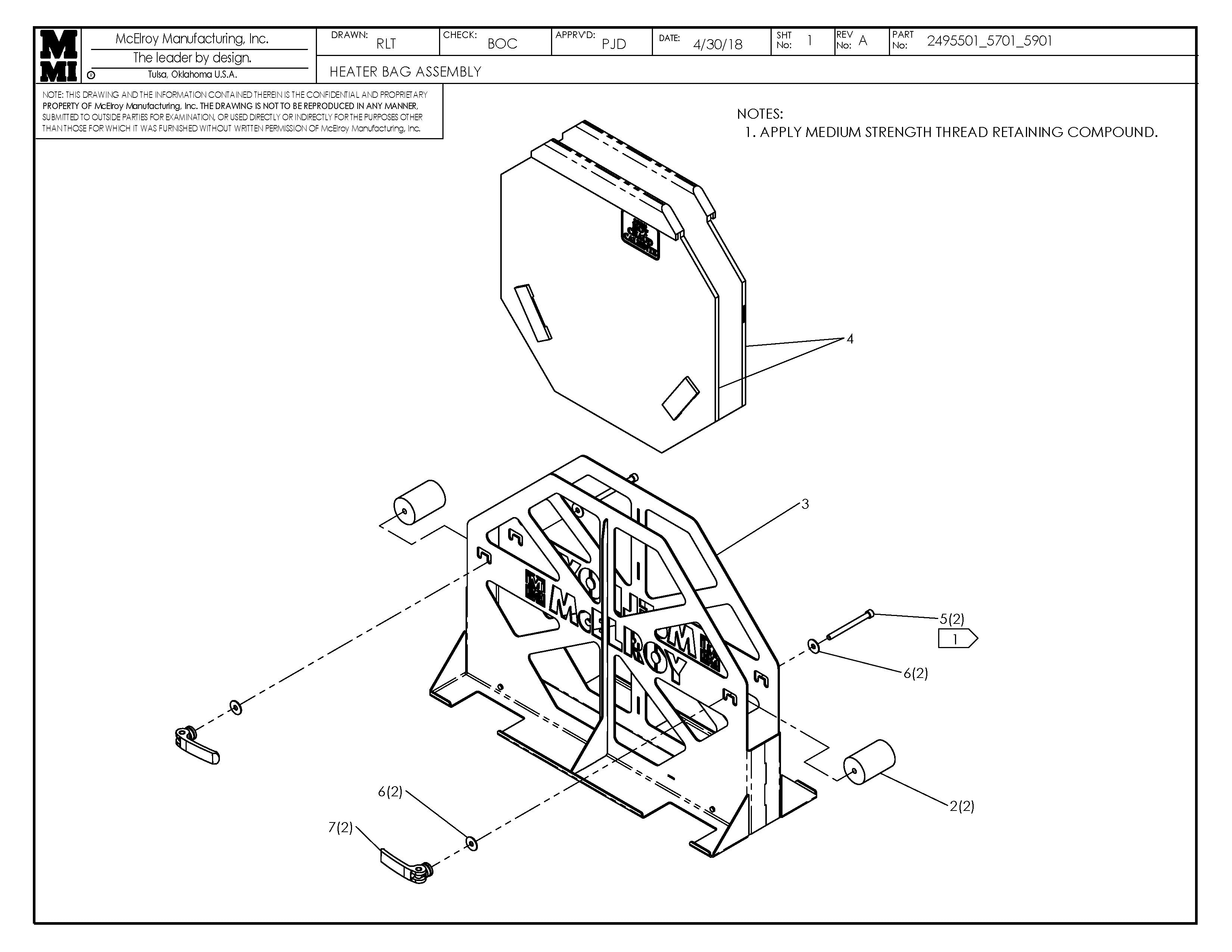 McElroy Part 2495501 - 400MM HEATER BAG ASSY for sale