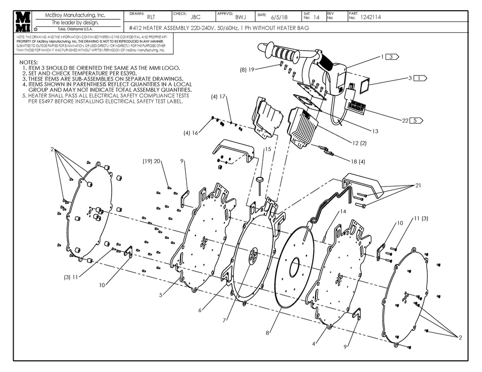 12 220-240 Heater Assembly W/O Bag