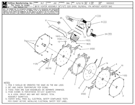 1855503 - 18 (6/12) 240 Heater Assembly W/O Bag