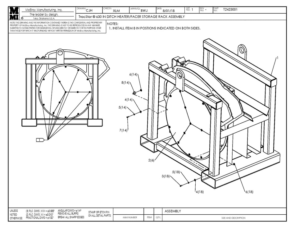 T2423001 - T630 In-Ditch Heater/Facer Strg Rck