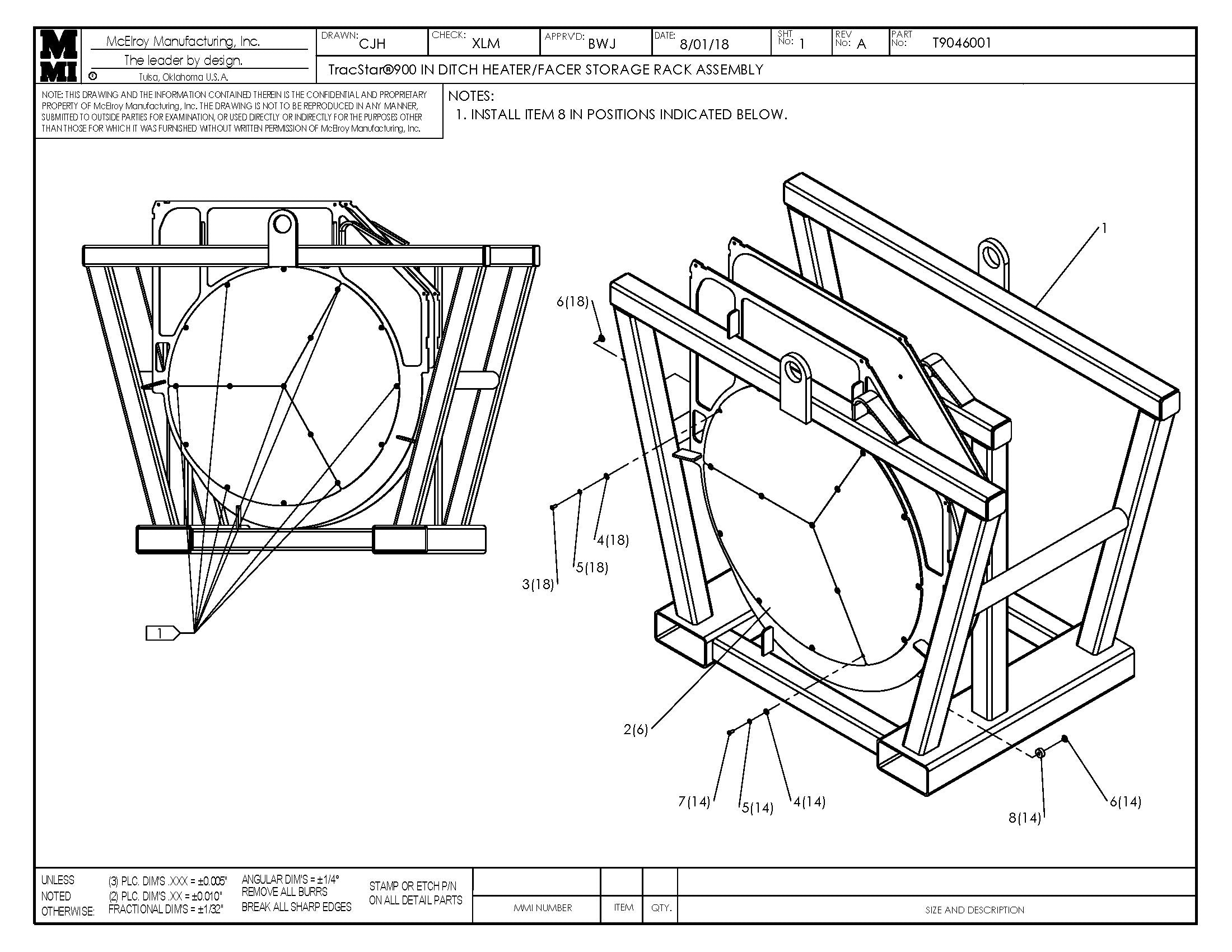 T9046001 - T900 In-Ditch Heater/Facer Strg Rck