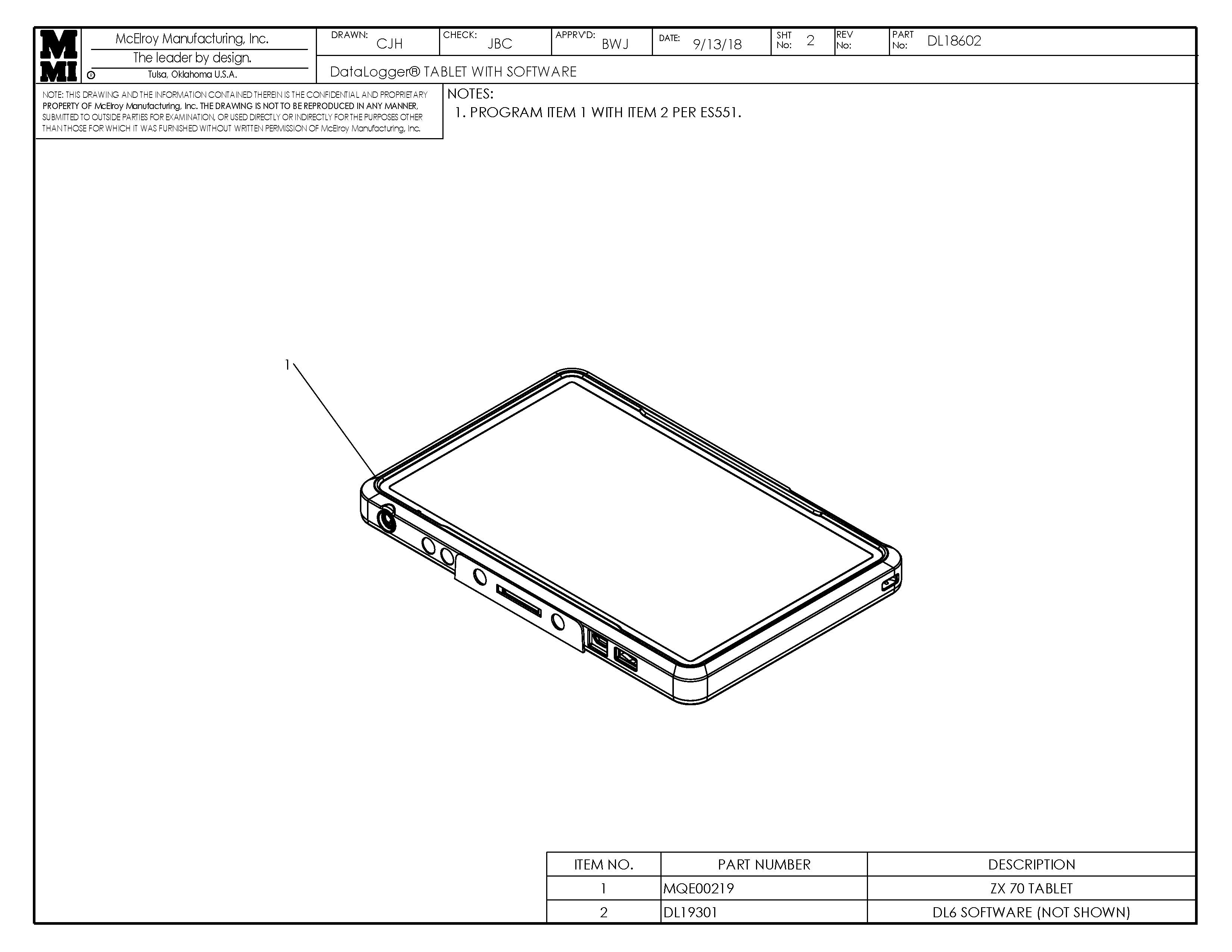 DL18602 - Dl Tablet Assembly