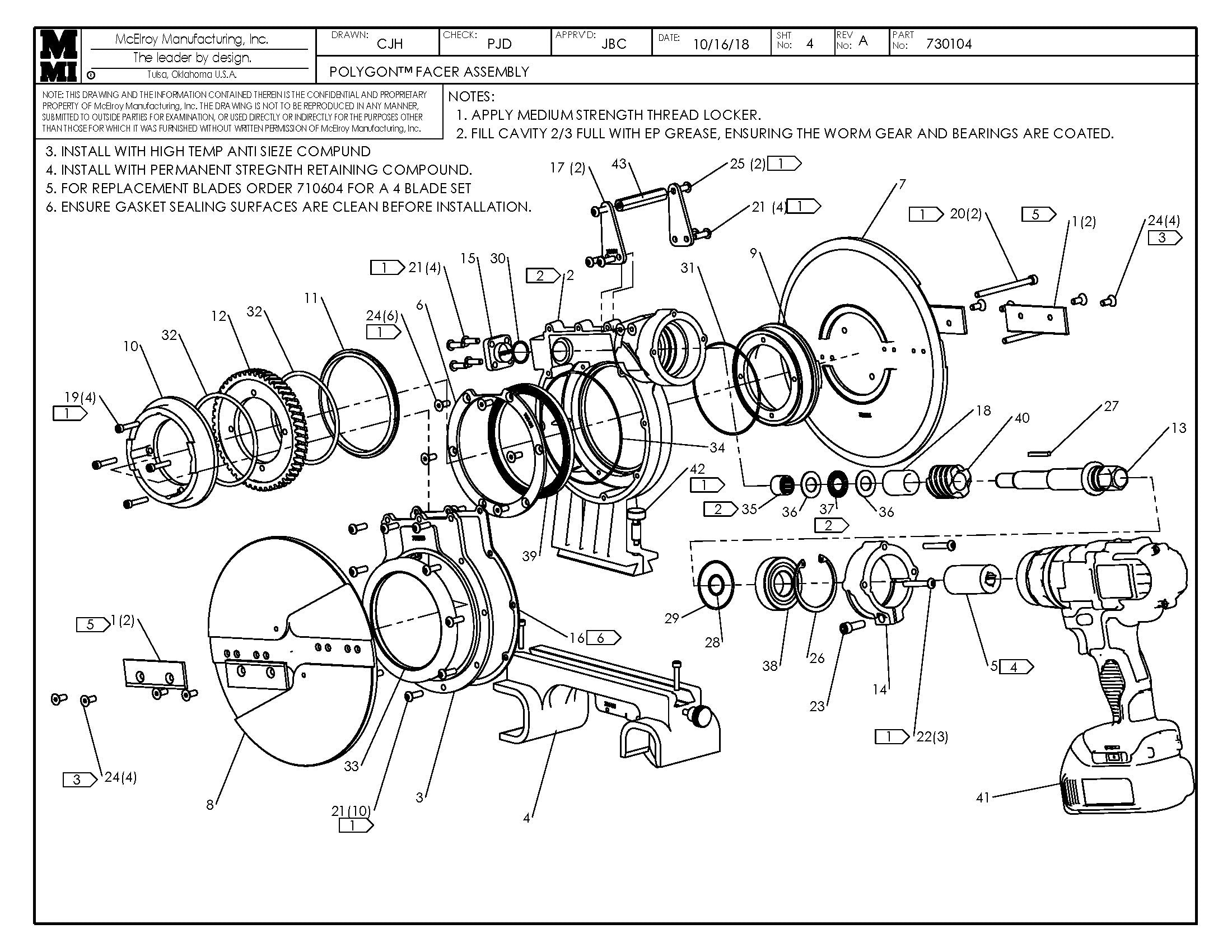 McElroy Part 730104 - POLYGON 180MM 240V FACER ASSY for sale