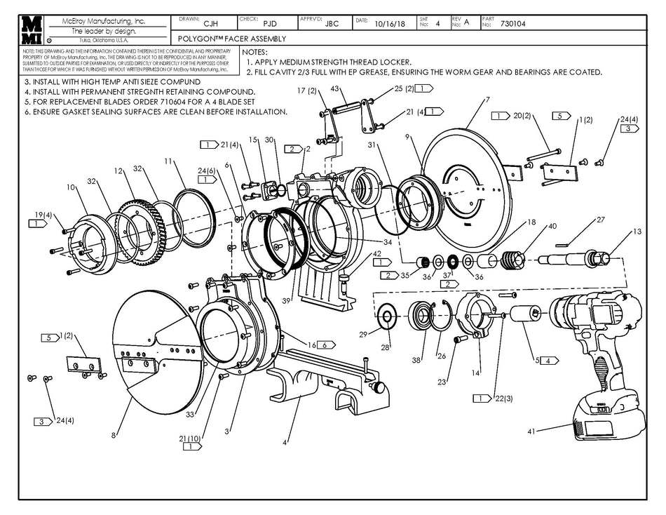 McElroy Part 730104 - POLYGON 180MM 240V FACER ASSY for sale