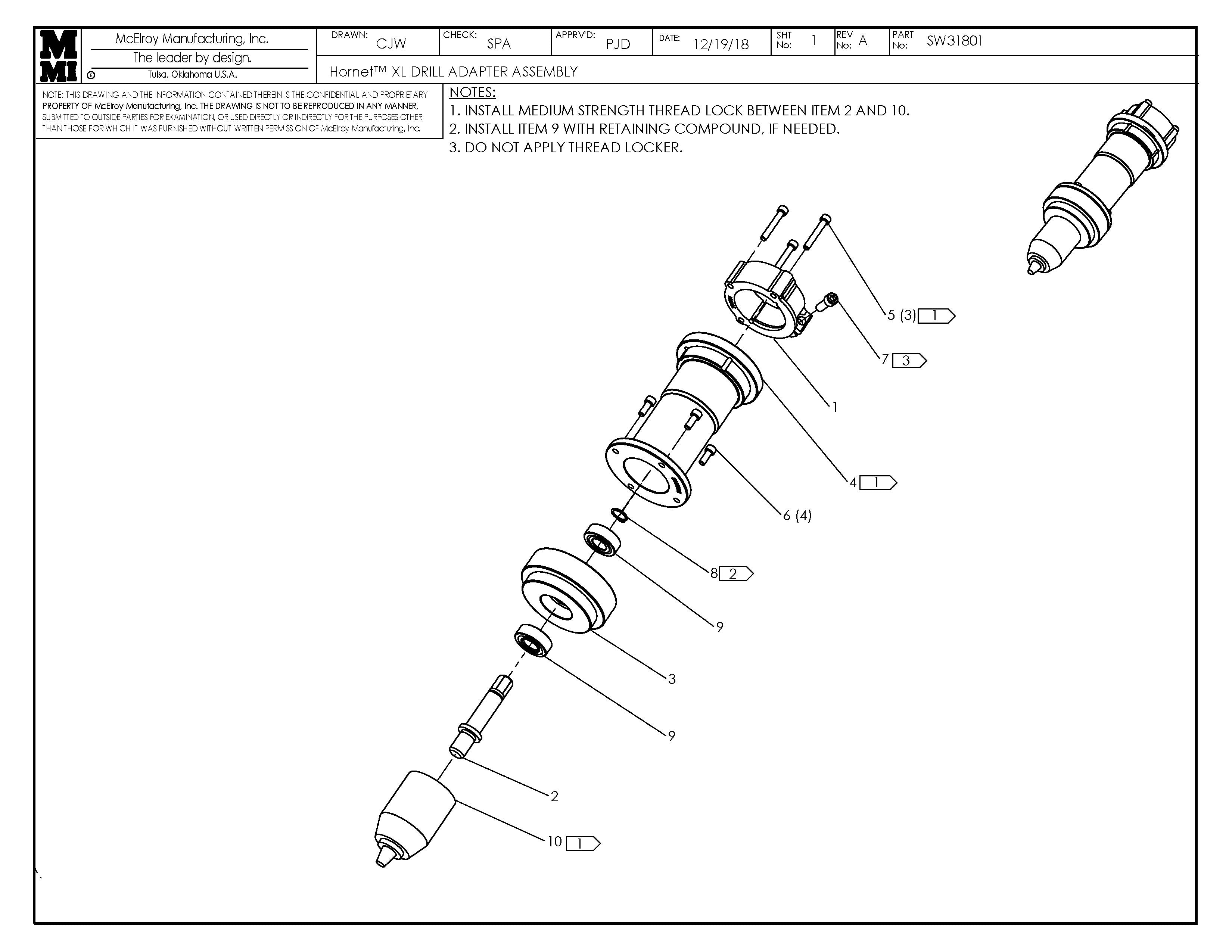 SW31801 - Hornet Xl Drill Adapter Assembly