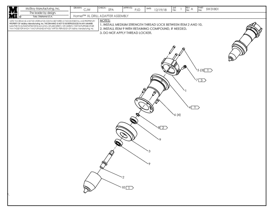 SW31801 - Hornet Xl Drill Adapter Assembly
