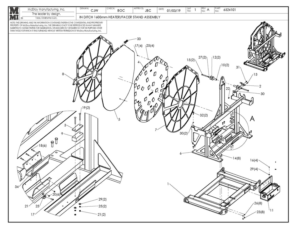 McElroy Part 6524101 - IN-DITCH 1600 HTR/FCR STAND for sale