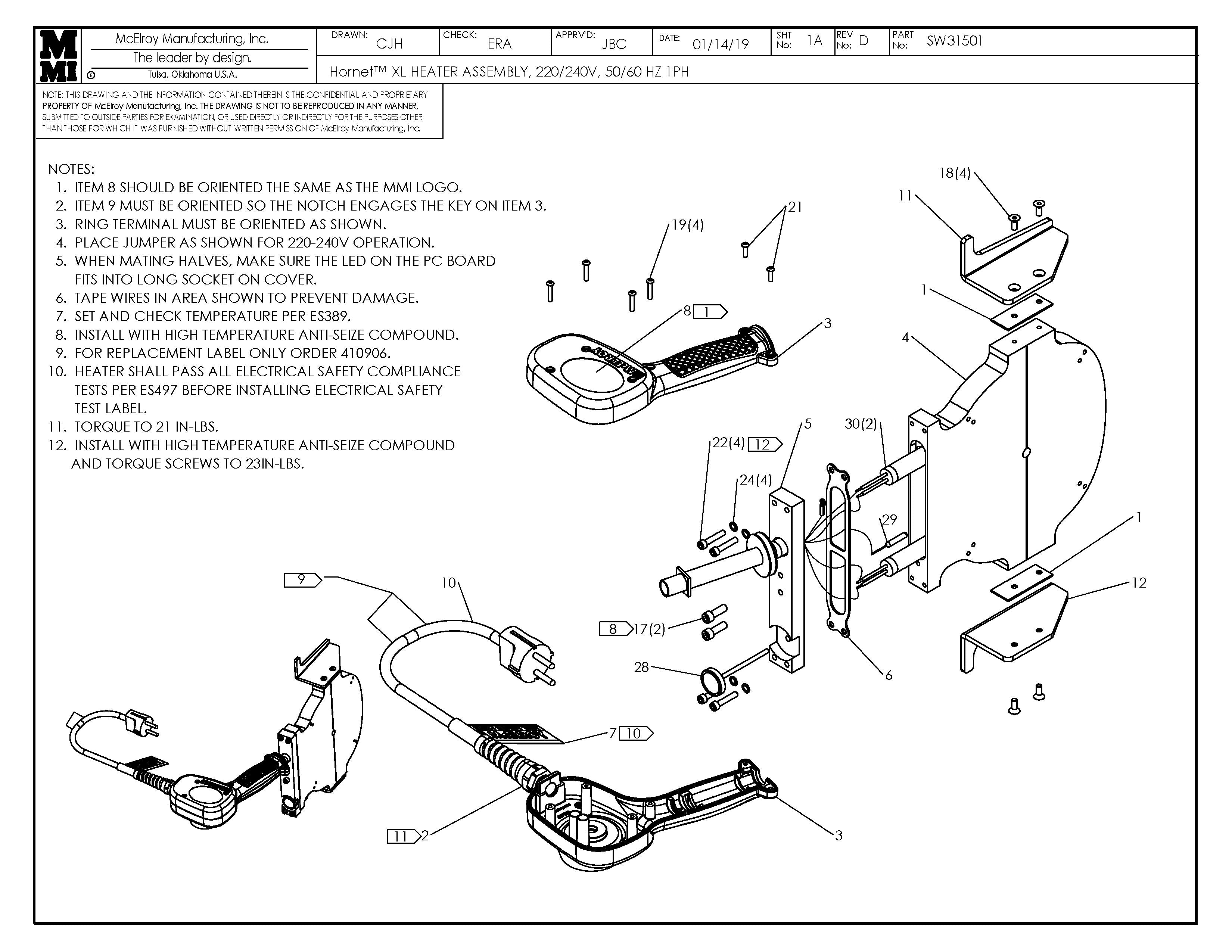SW31501 - Hornet Xl 240V Heater Assembly