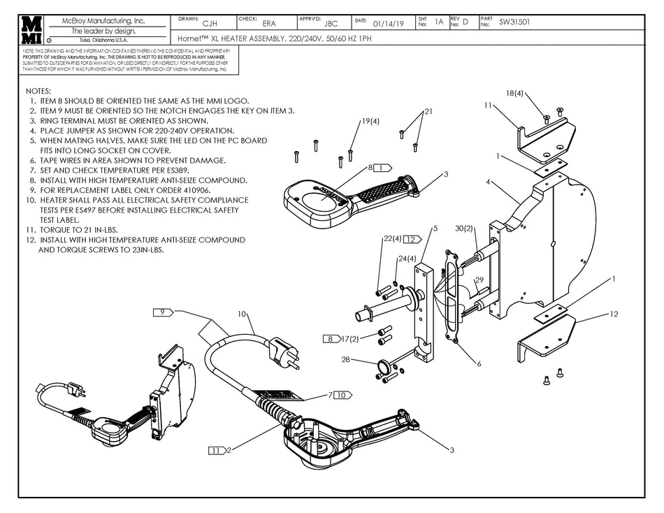 SW31501 - Hornet Xl 240V Heater Assembly