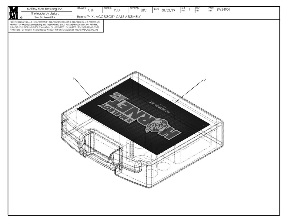 McElroy Part SW34901 - HORNET XL ACCESSORY CASE ASSY For Sale