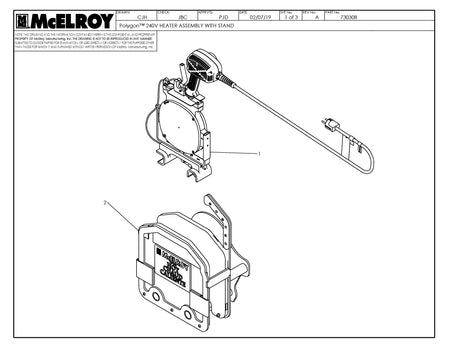 McElroy Part 730308 - POLYGON 240V HTR ASSY W/ STAND for sale