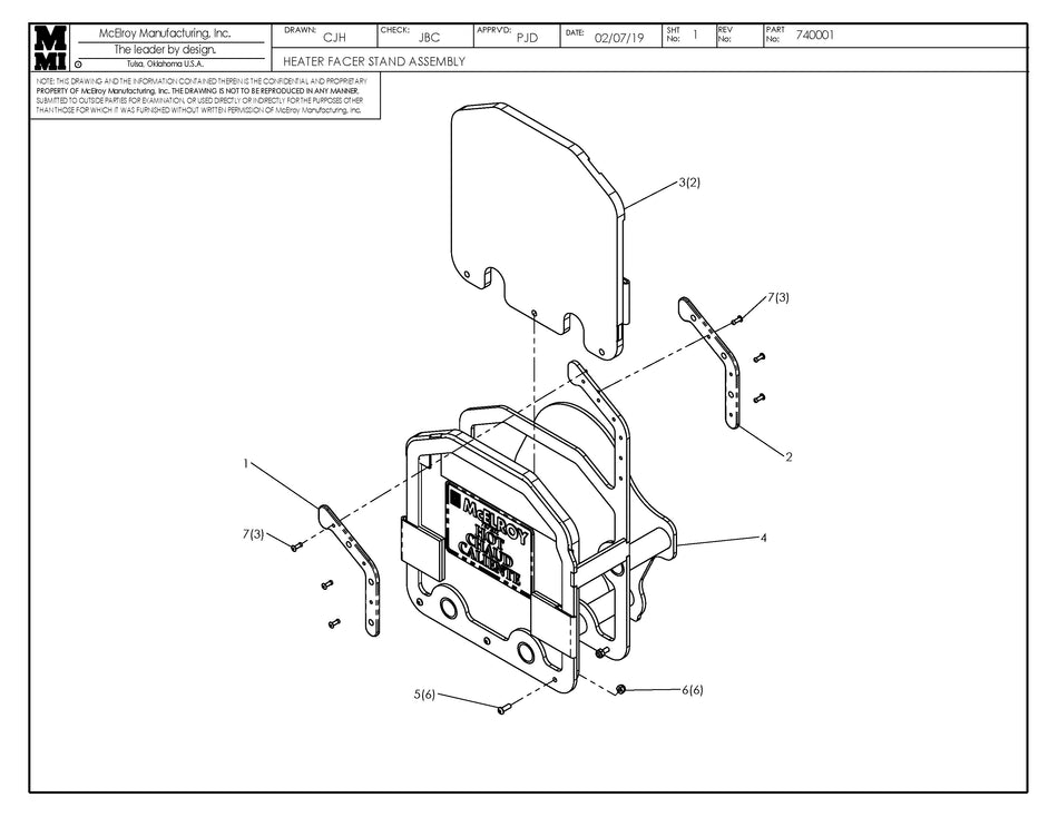 McElroy Part 740001 - HEATER FACER STAND ASSY for sale