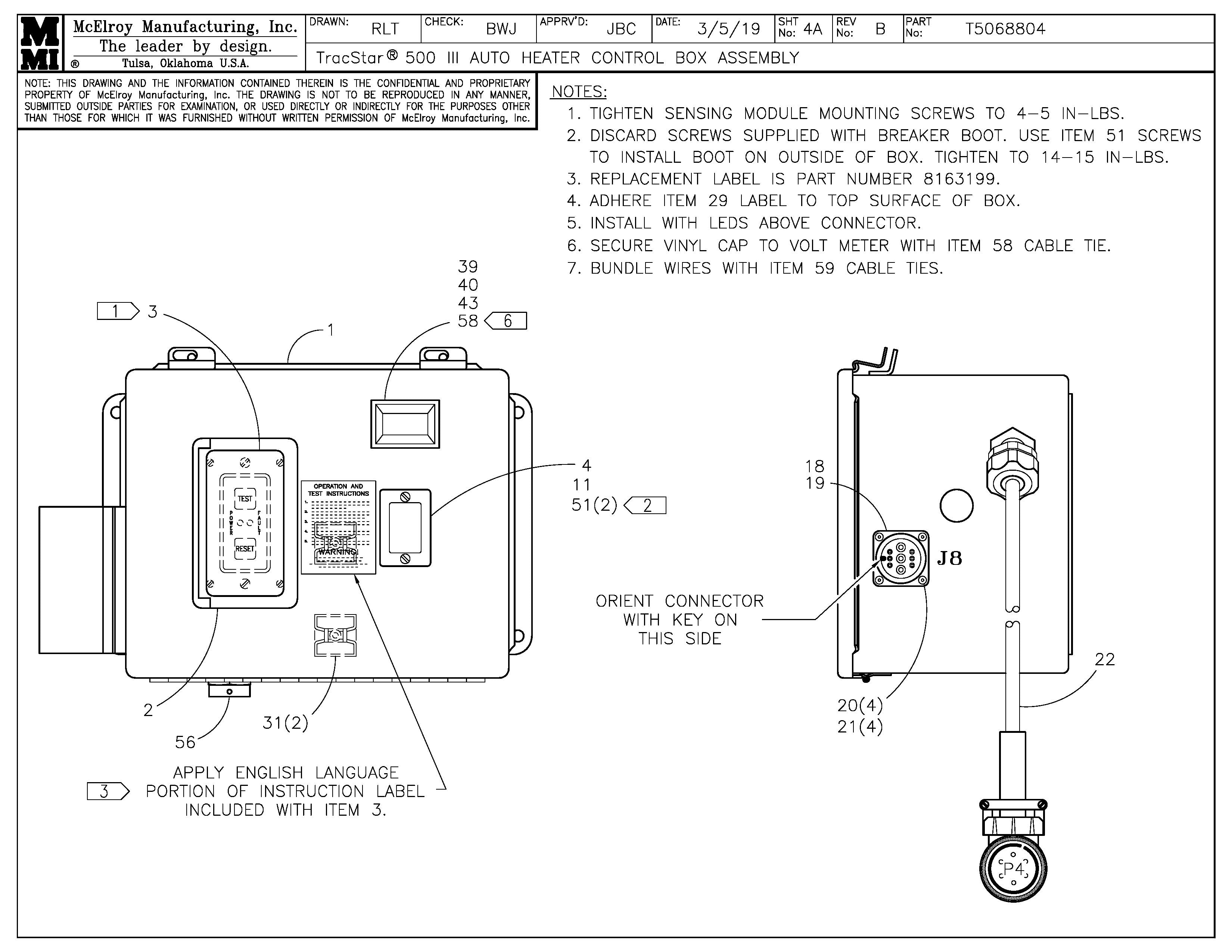 McElroy Part T5068804 - T500 III AUTO HTR CTRL BOX ASY For Sale