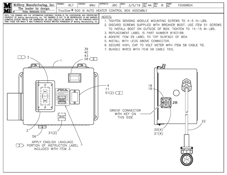 McElroy Part T5068804 - T500 III AUTO HTR CTRL BOX ASY For Sale