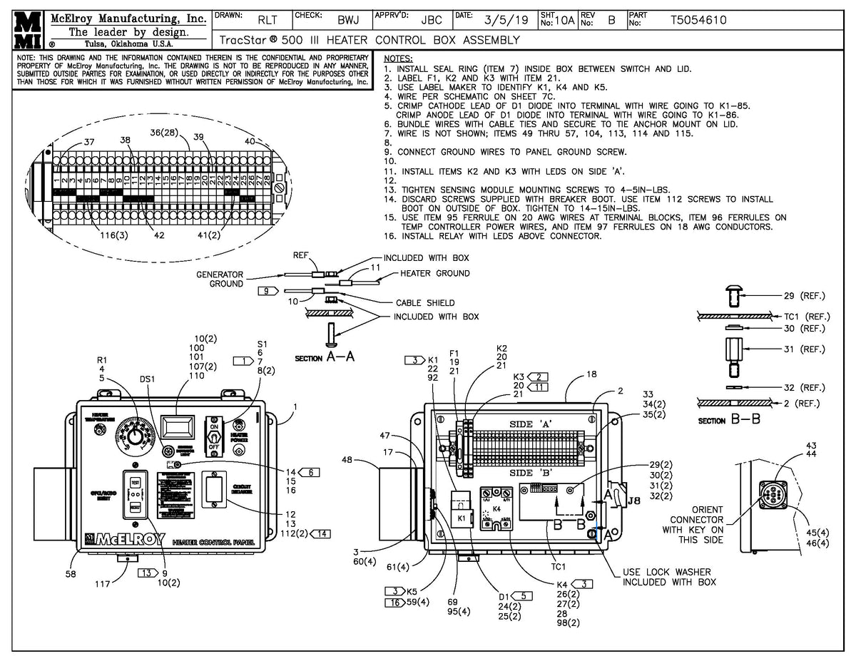 T5054610 - T500 III Heater Control Box Assembly