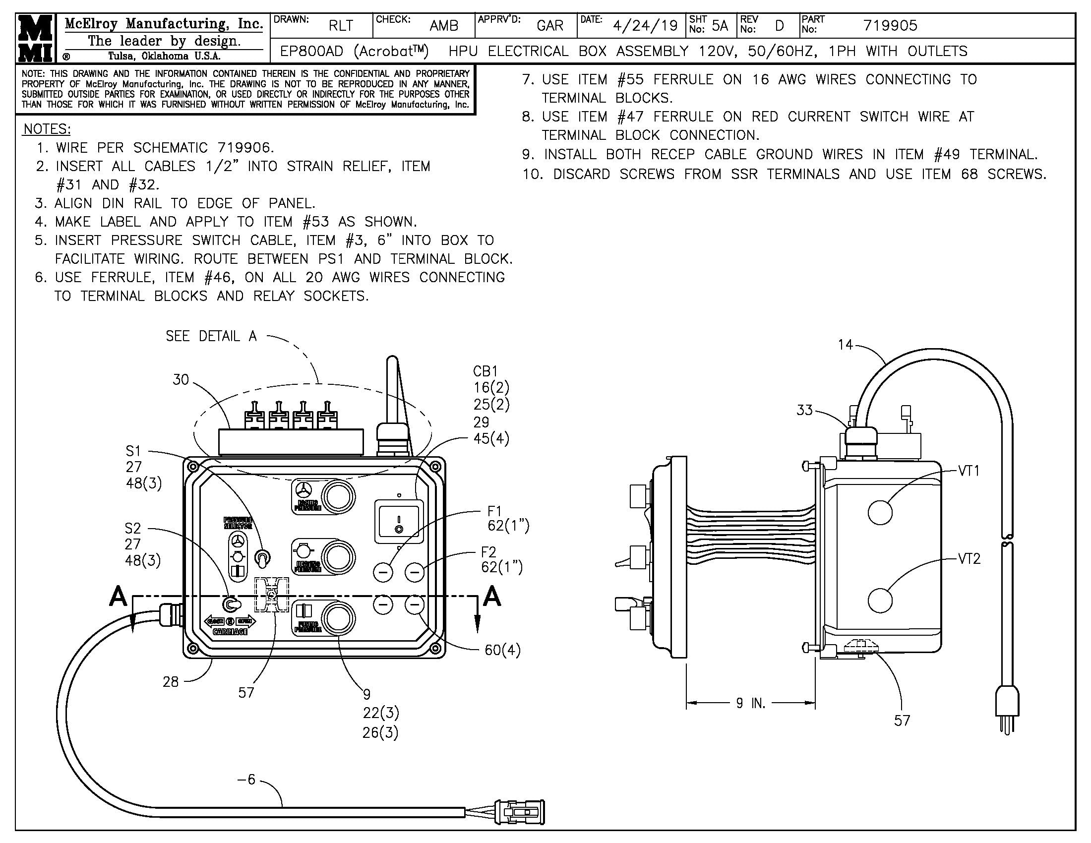 McElroy Part 719905 - EP800AD 120V HPU ELEC BX,OUTLT for sale