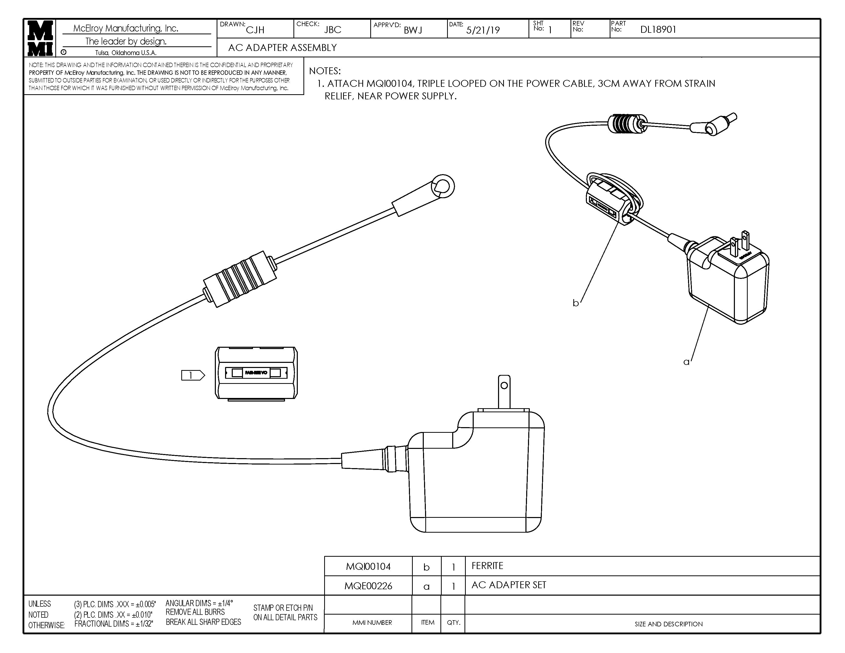 DL18901 - Ac Adapter Assembly