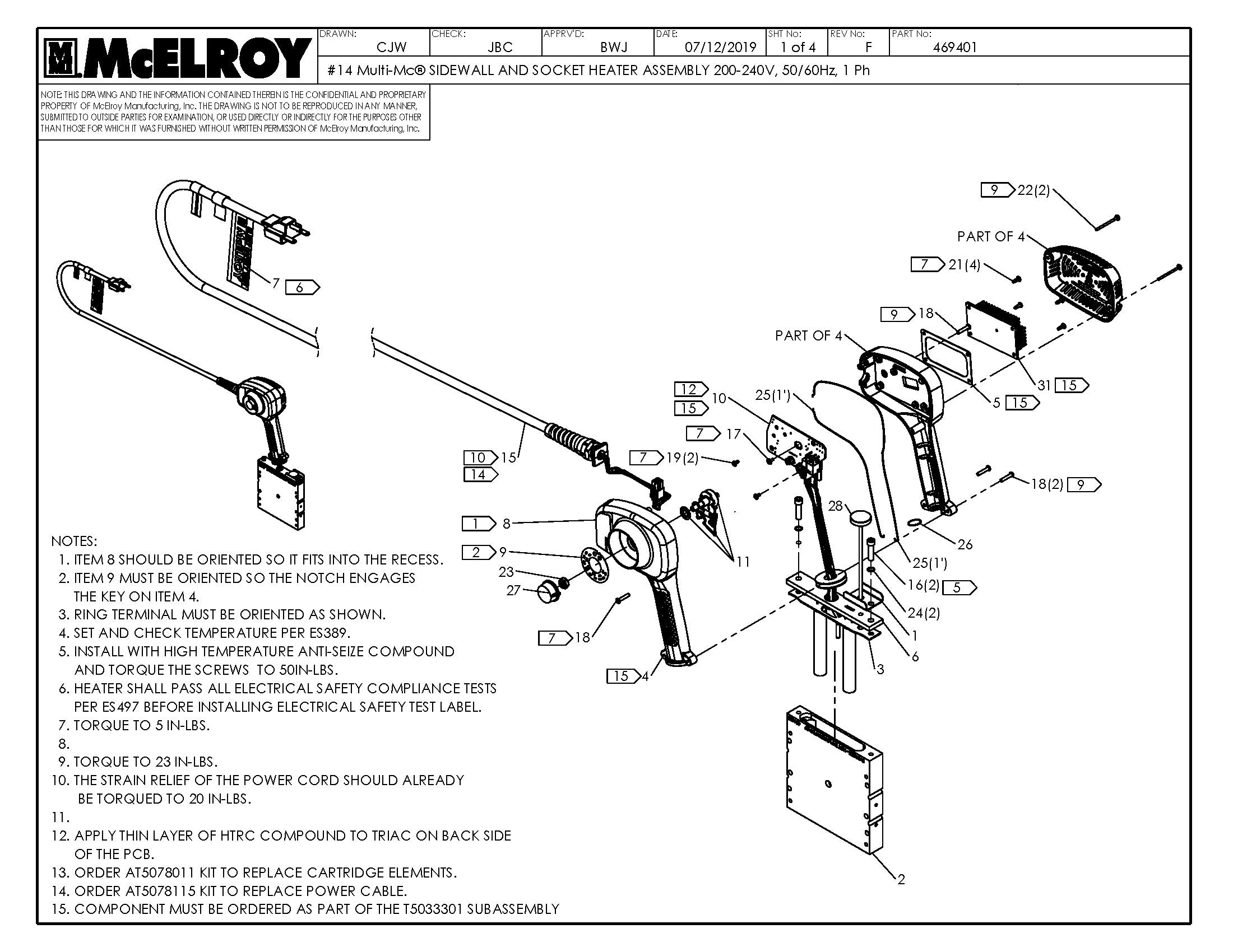 McElroy Part 469401 - 14MLMC SDWL&SKT 200-240HTR ASY for sale