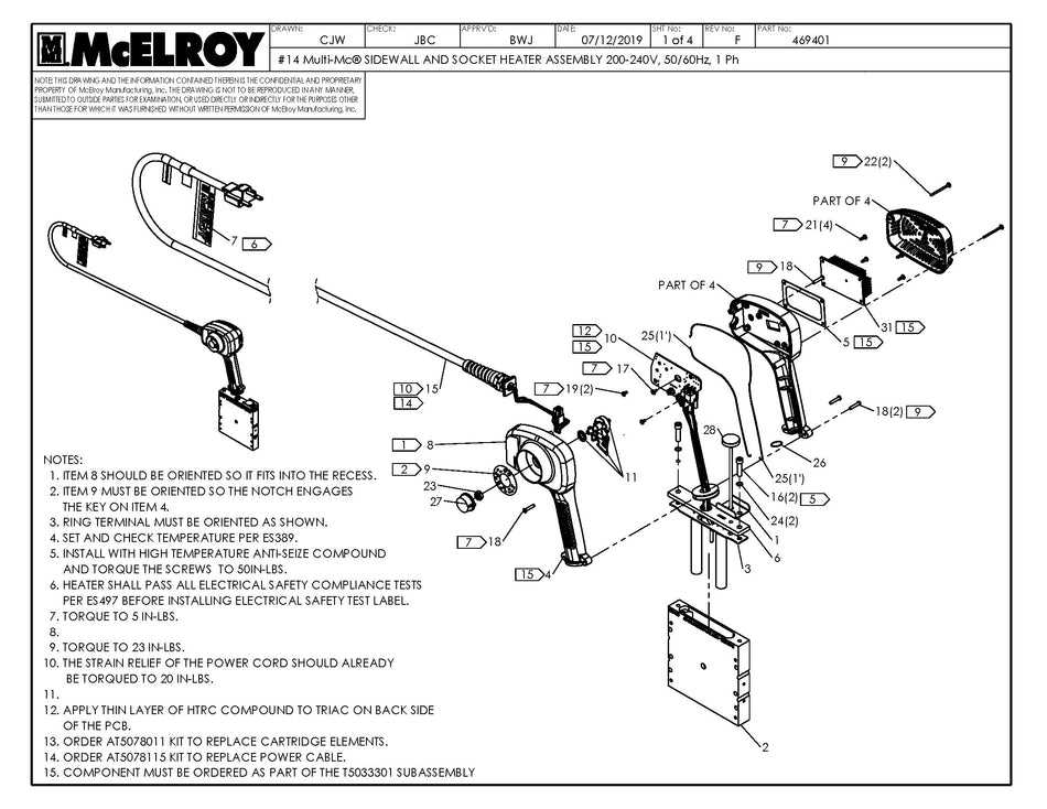 McElroy Part 469401 - 14MLMC SDWL&SKT 200-240HTR ASY for sale