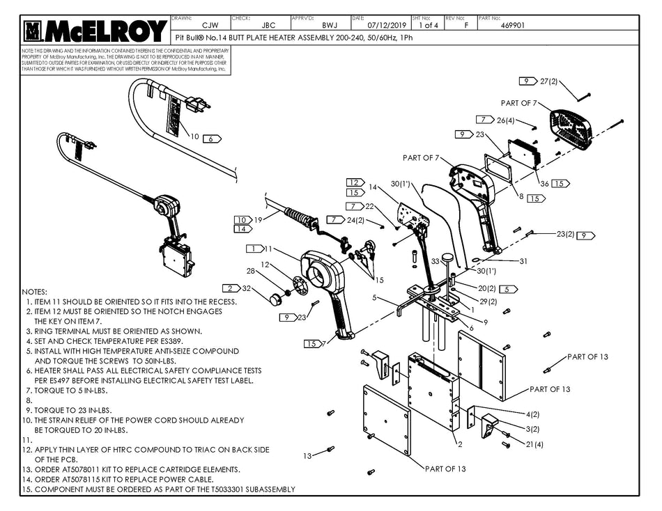 McElroy Part 469901 - PB 14 BP 200-240,50/60 HTR ASY for sale