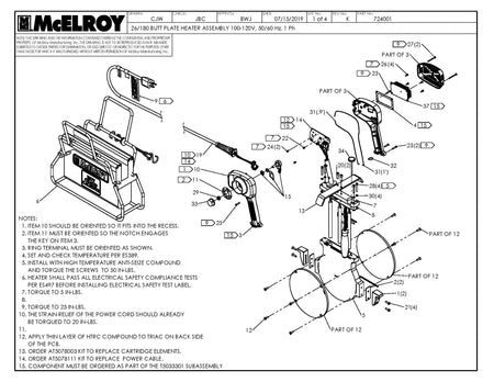 McElroy Part 724001 - 26/180 BP 100-120V HTR ASSY for sale